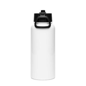 Stainless steel water bottle with a straw lid white 32 oz back