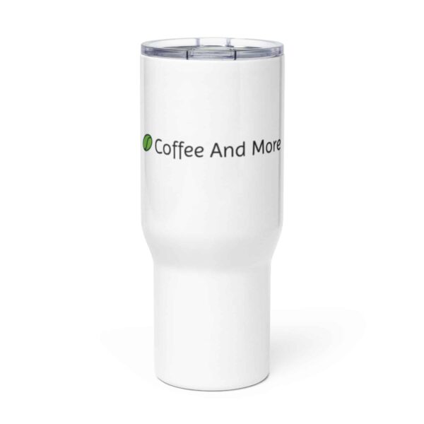 Travel mug with a handle white 25 oz front