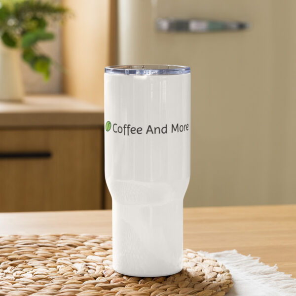 Travel mug with a handle white 25 oz front