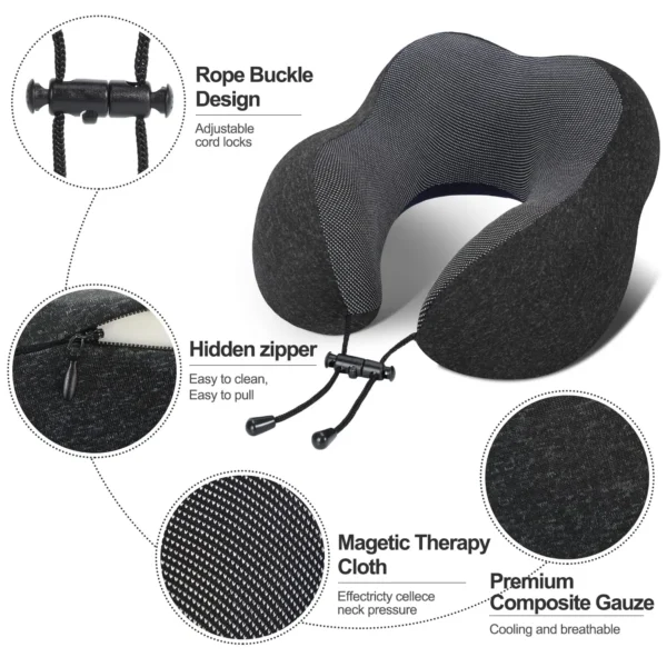 100% Pure Memory Foam U-Shaped Travel Pillow - Image 3